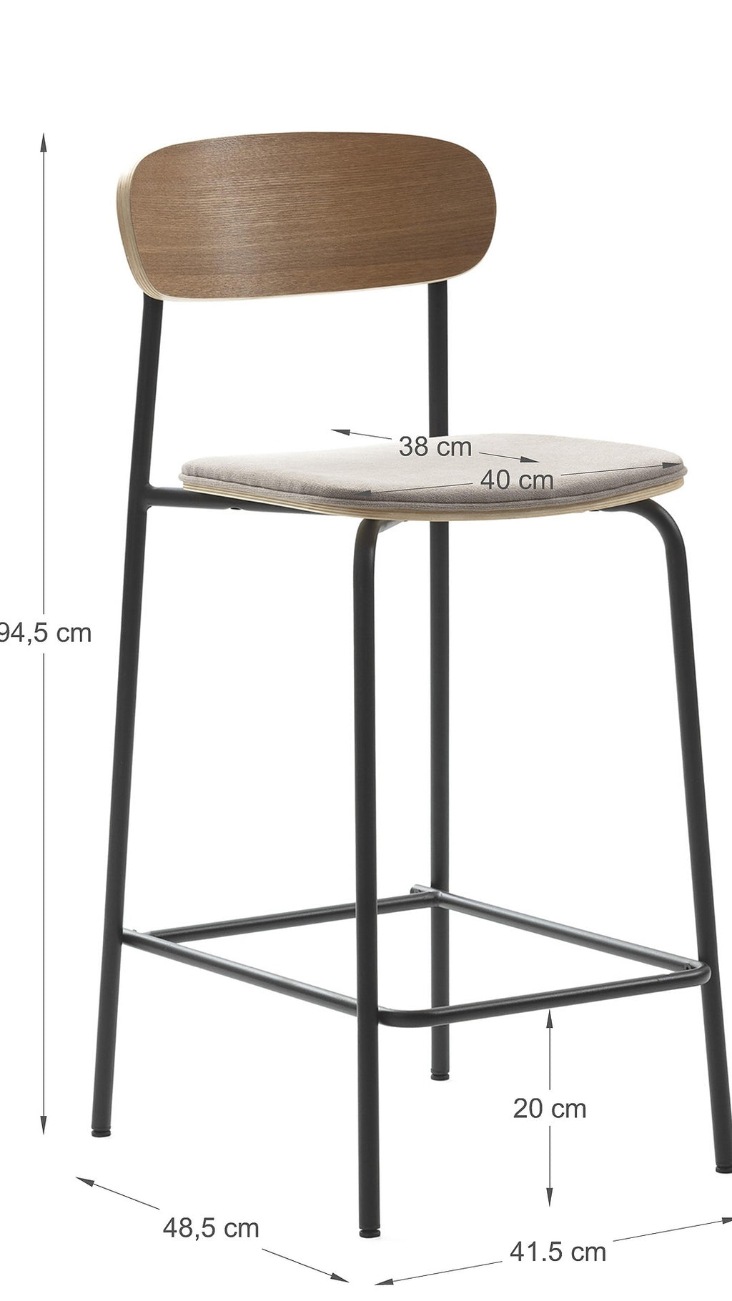 Adriana Stool Taupe-Black legs / Σκαμπώ κουζίνας-μπαρ