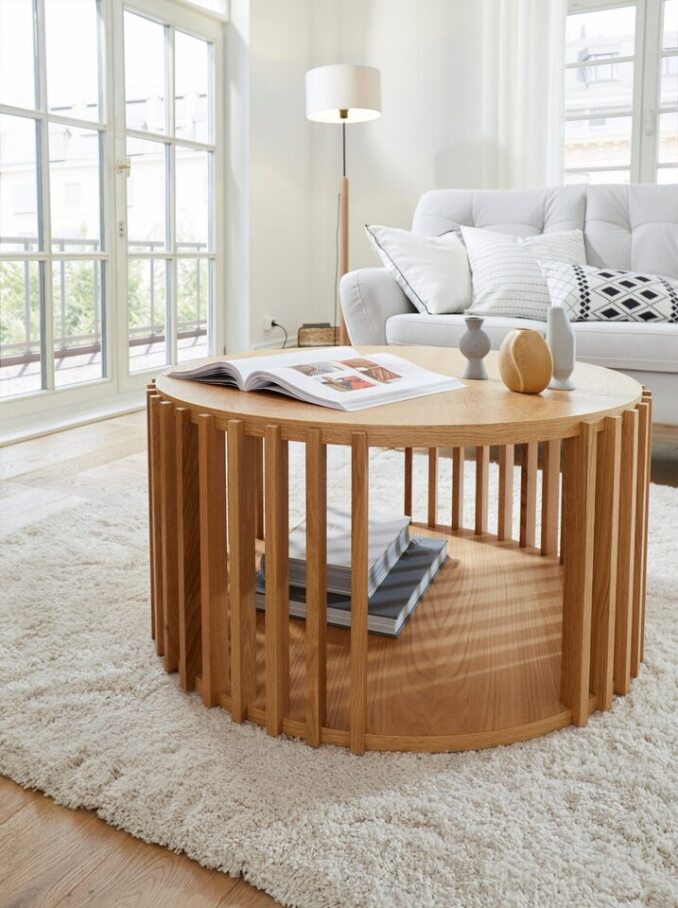 ΣΤΡΟΓΓΥΛΟ ΤΡΑΠΕΖΑΚΙ ΣΑΛΟΝΙΟΥ ΔΡΥΣ ΣΕ 2 ΧΡΩΜΑΤΑ ΦΥΣΙΚΟ ΚΑΙ ΜΑΥΡΟ ΜΑΤ