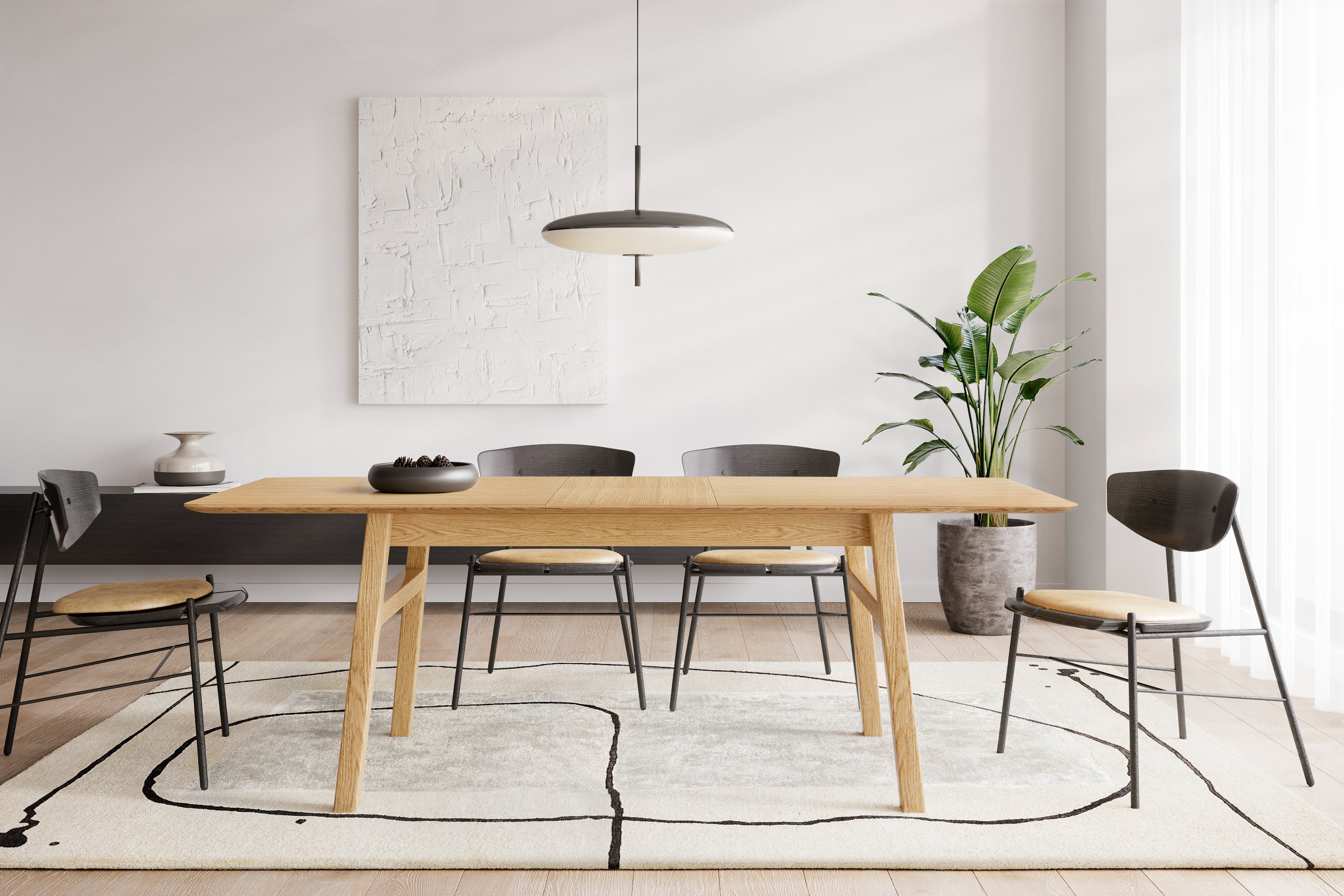 Curved Butterfly Extending Dining Table Oak / Επεκτεινόμενη τραπεζαρία - sofa-bed-futon 