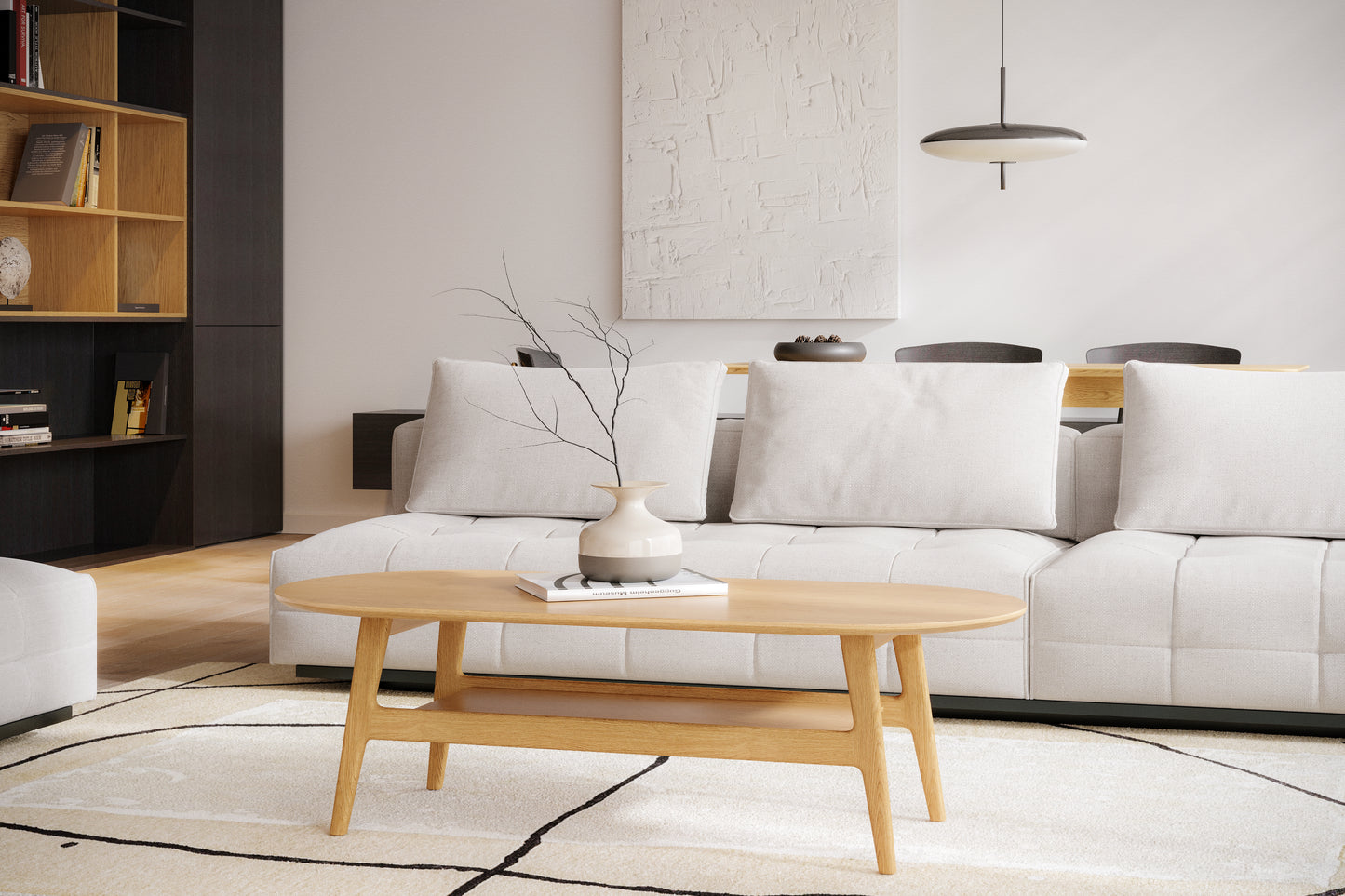 Curved Coffee table Oak / Τραπεζάκι σαλονιού - sofa-bed-futon 