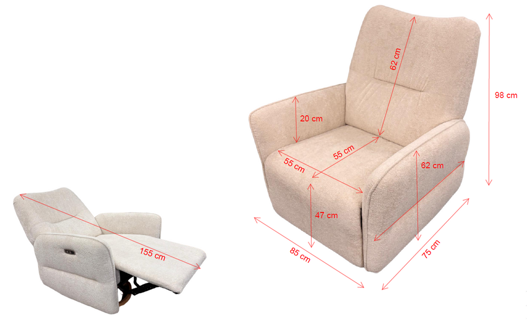 ROCKY electric recliner beige / Πολυθρόνα με ανάκλιση