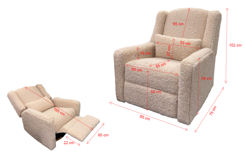 ROCKY electric recliner curly beige / Πολυθρόνα με ηλεκτρικό μηχανισμό ανάκλισης