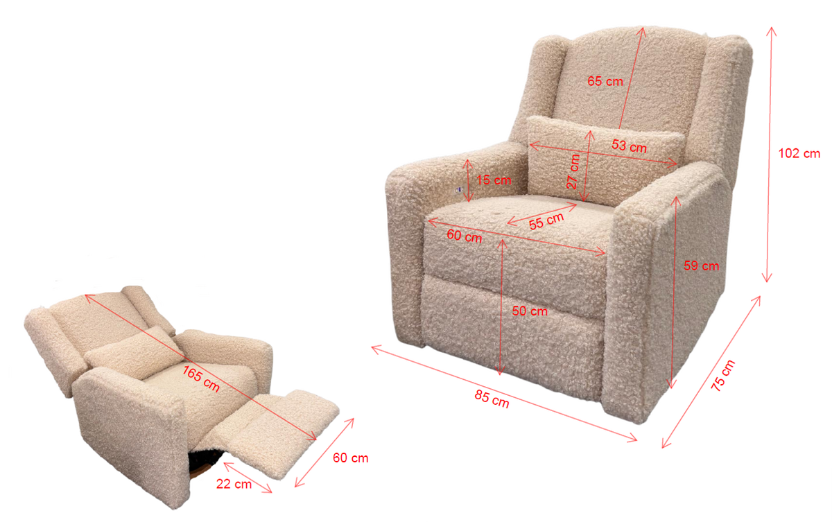 ROCKY electric recliner curly beige / Πολυθρόνα με ηλεκτρικό μηχανισμό ανάκλισης