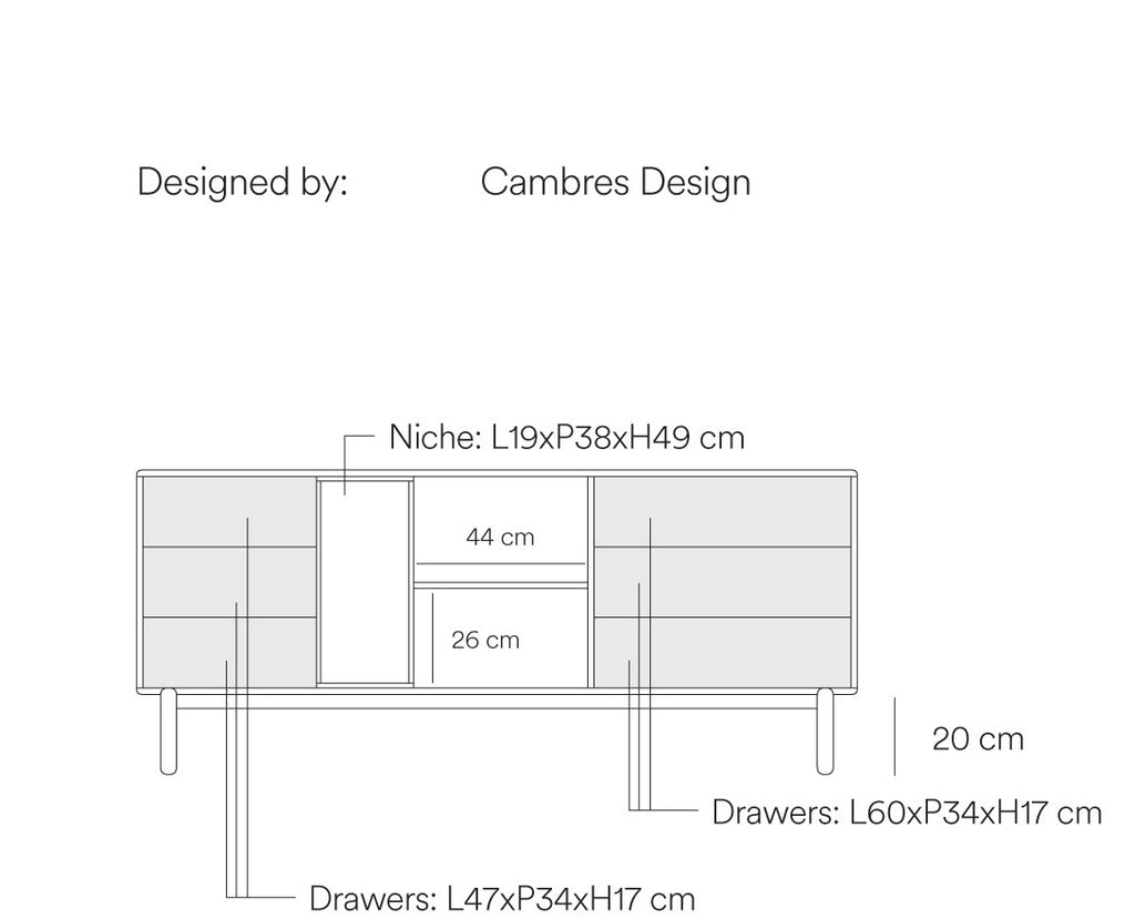 Corvo Sideboard 180 / Μπουφέ με συρτάρια και ντουλάπια