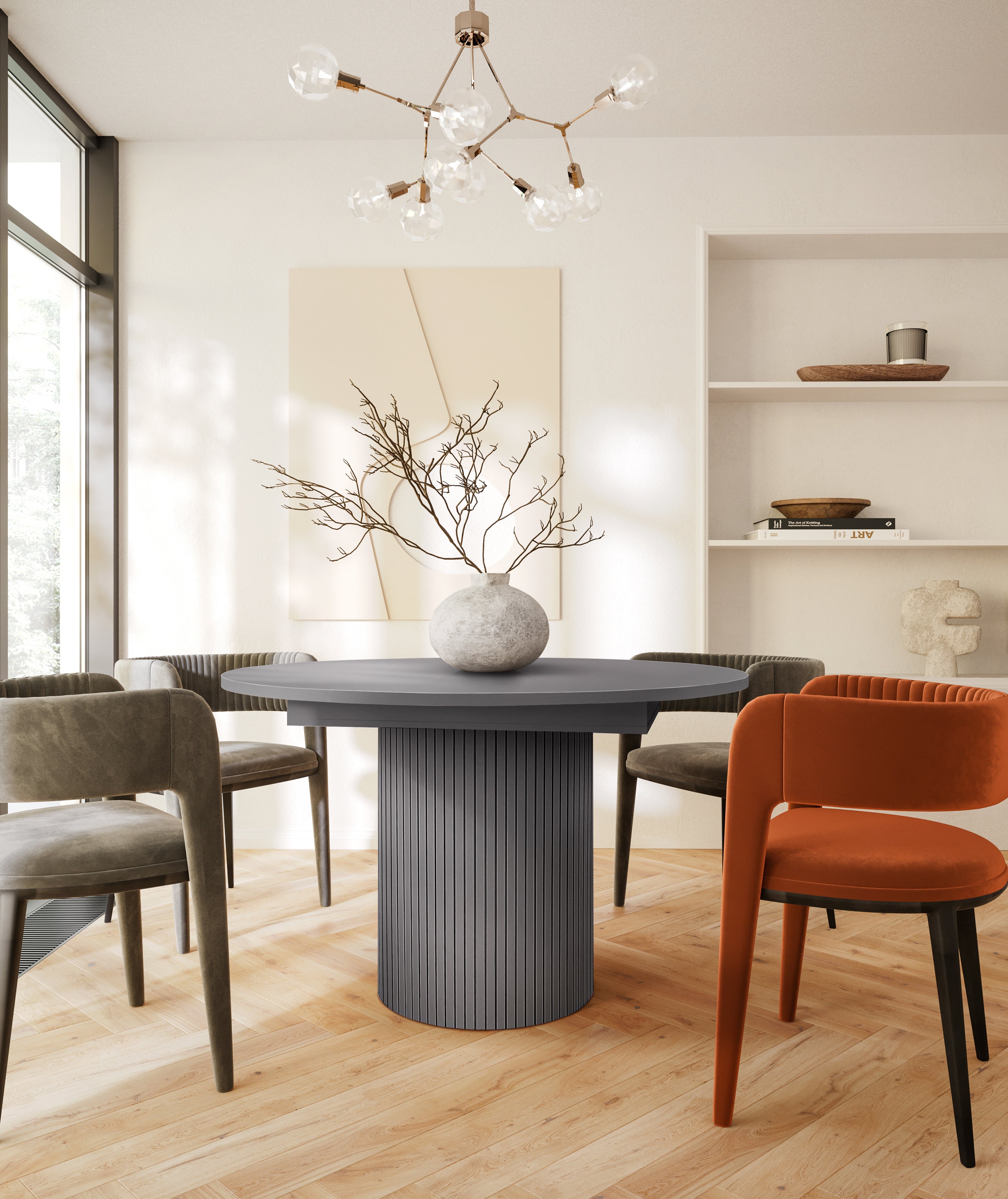 Toscana 120 Extendable Round Dining MEL Woodman / Επεκτεινόμενη τραπεζαρία ΔΙΑΘΕΣΙΜΟ