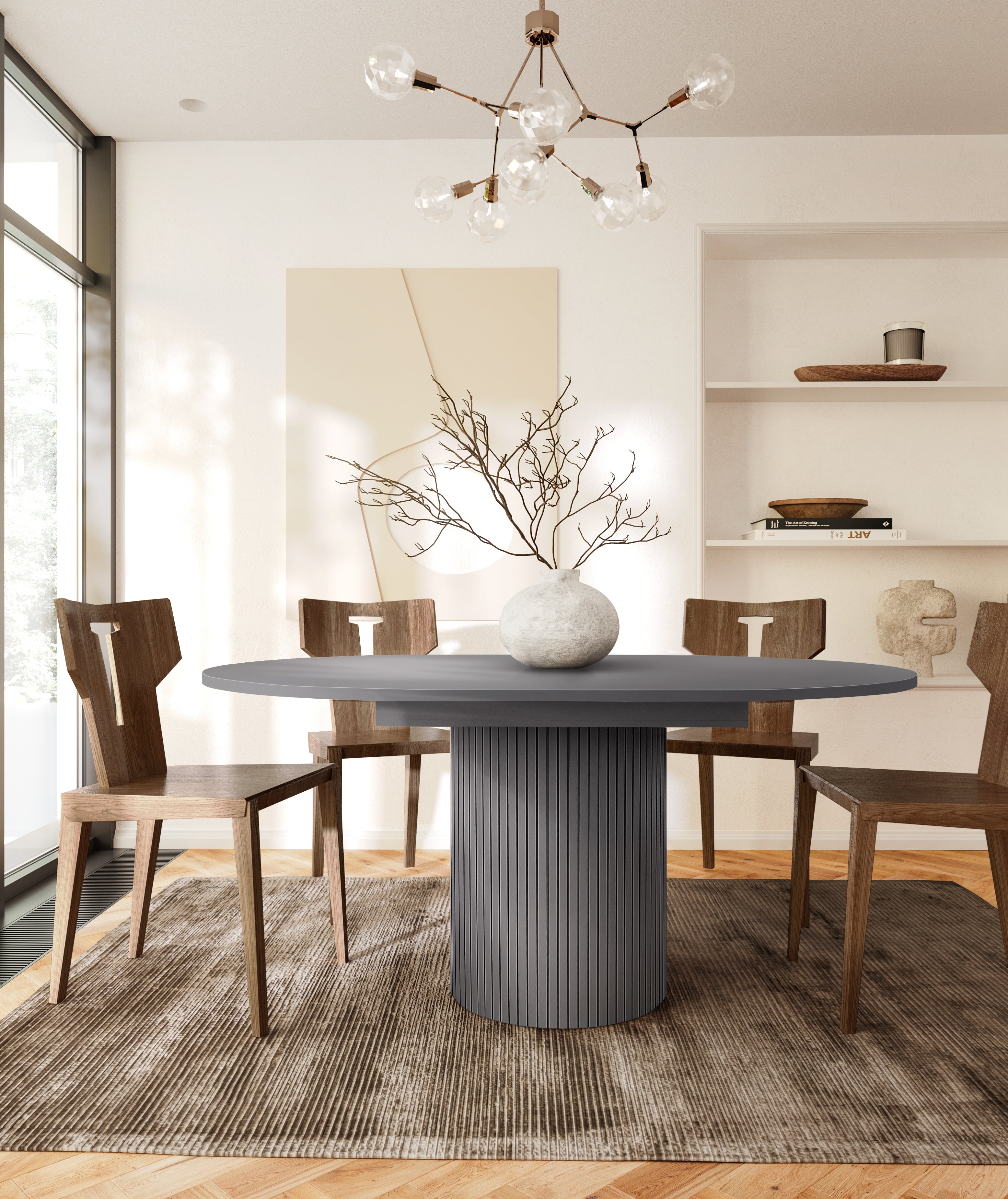 Toscana 120 Extendable Round Dining MEL Woodman / Επεκτεινόμενη τραπεζαρία ΔΙΑΘΕΣΙΜΟ