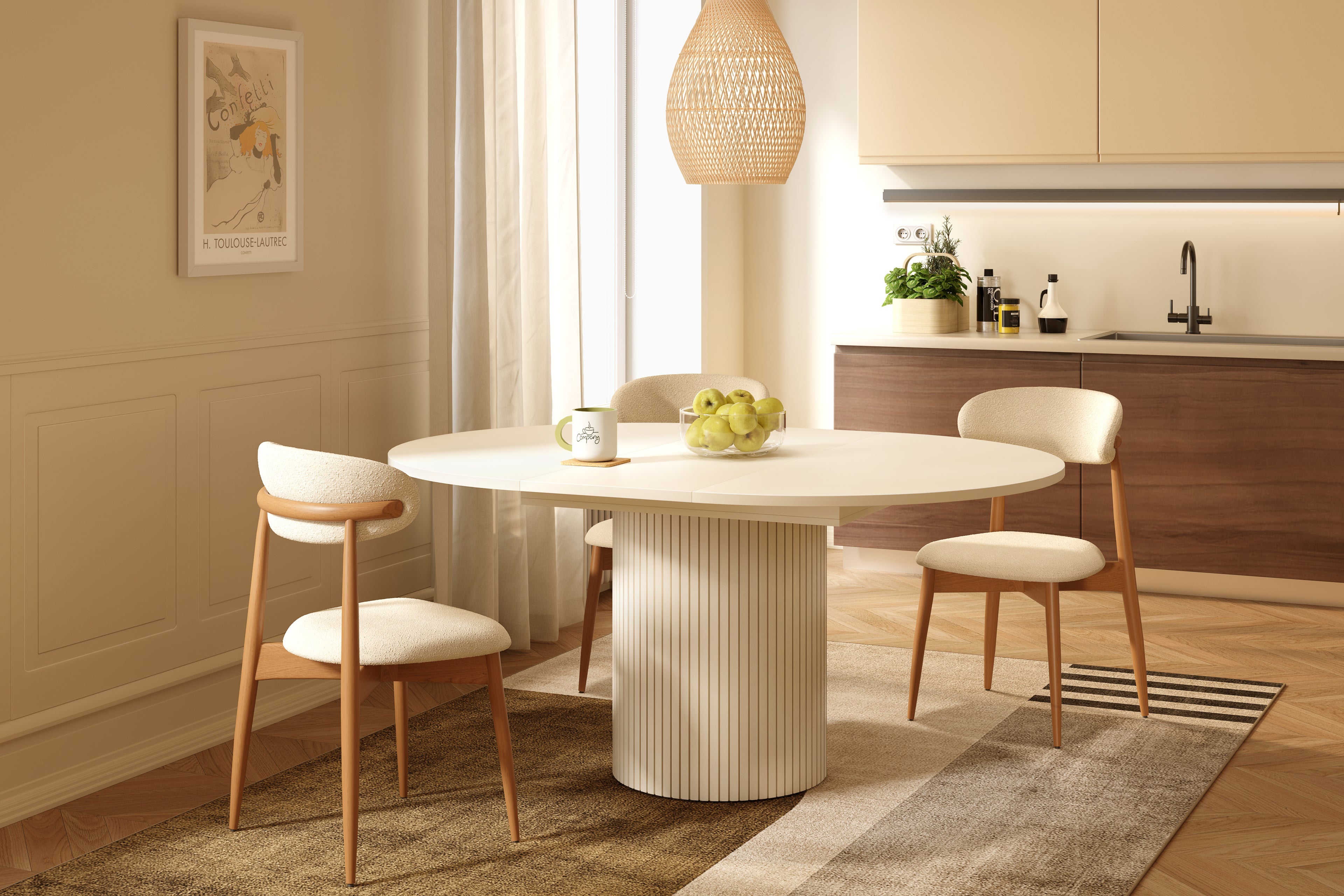 Toscana 120 Extendable Round Dining MEL Woodman / Επεκτεινόμενη τραπεζαρία ΔΙΑΘΕΣΙΜΟ