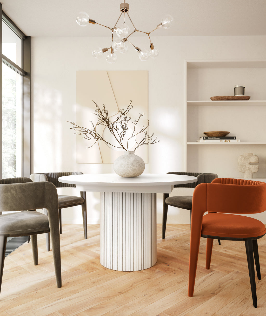 Toscana 120 Extendable Round Dining MEL Woodman / Επεκτεινόμενη τραπεζαρία ΔΙΑΘΕΣΙΜΟ