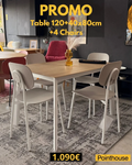 Drop Τραπέζι 120+40cm & 4 Καρέκλες Tata Young