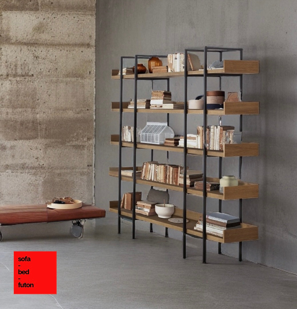 Kyoto / βιβλιοθήκη-ραφιέρα ξύλο μέταλλο - sofa-bed-futon 