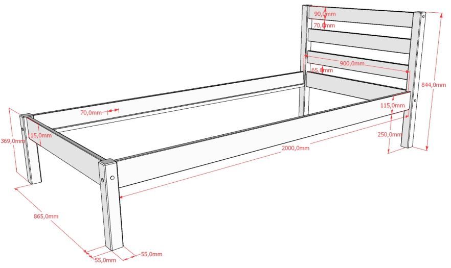 Bali 33 / Μονό κρεβάτι μασίφ
