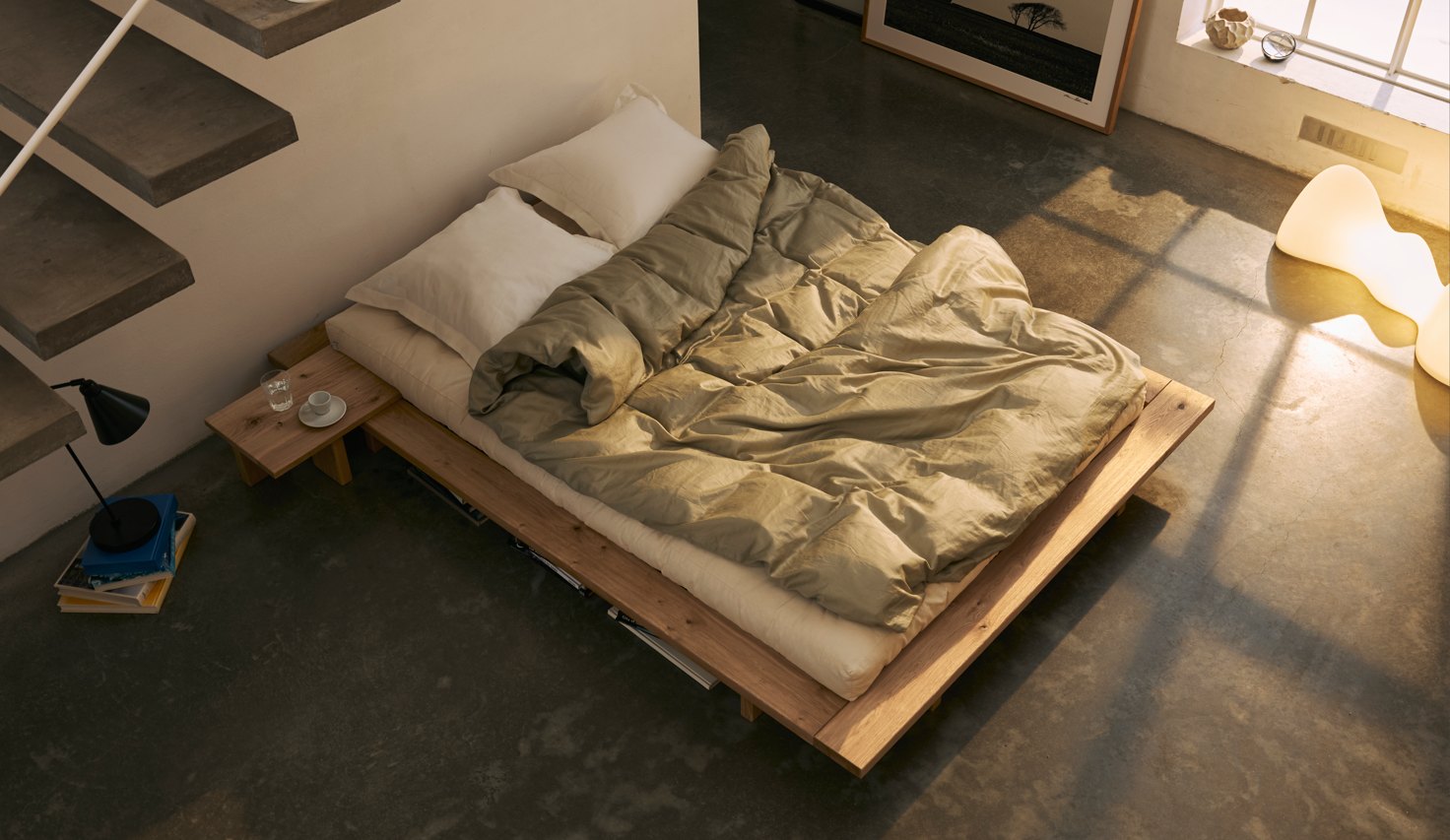 Japan Ιαπωνικό κρεβάτι Karup από ξύλο δρυς