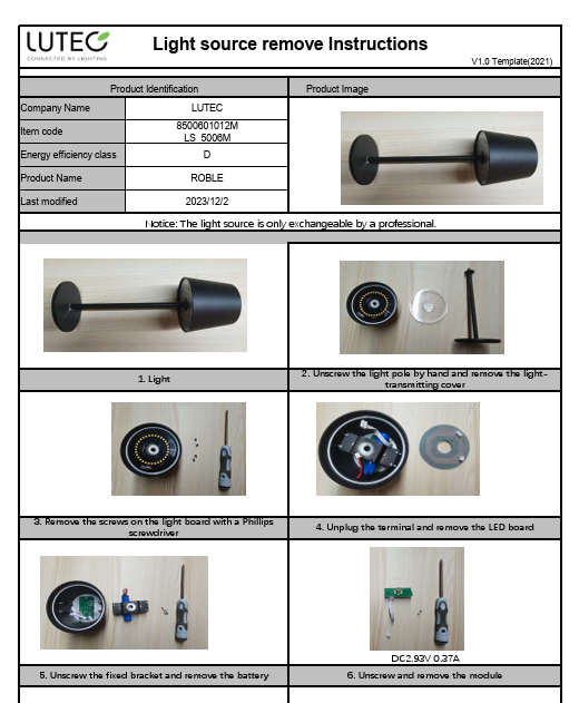 Led Roble / Επαναφορτιζόμενο φωτιστικό