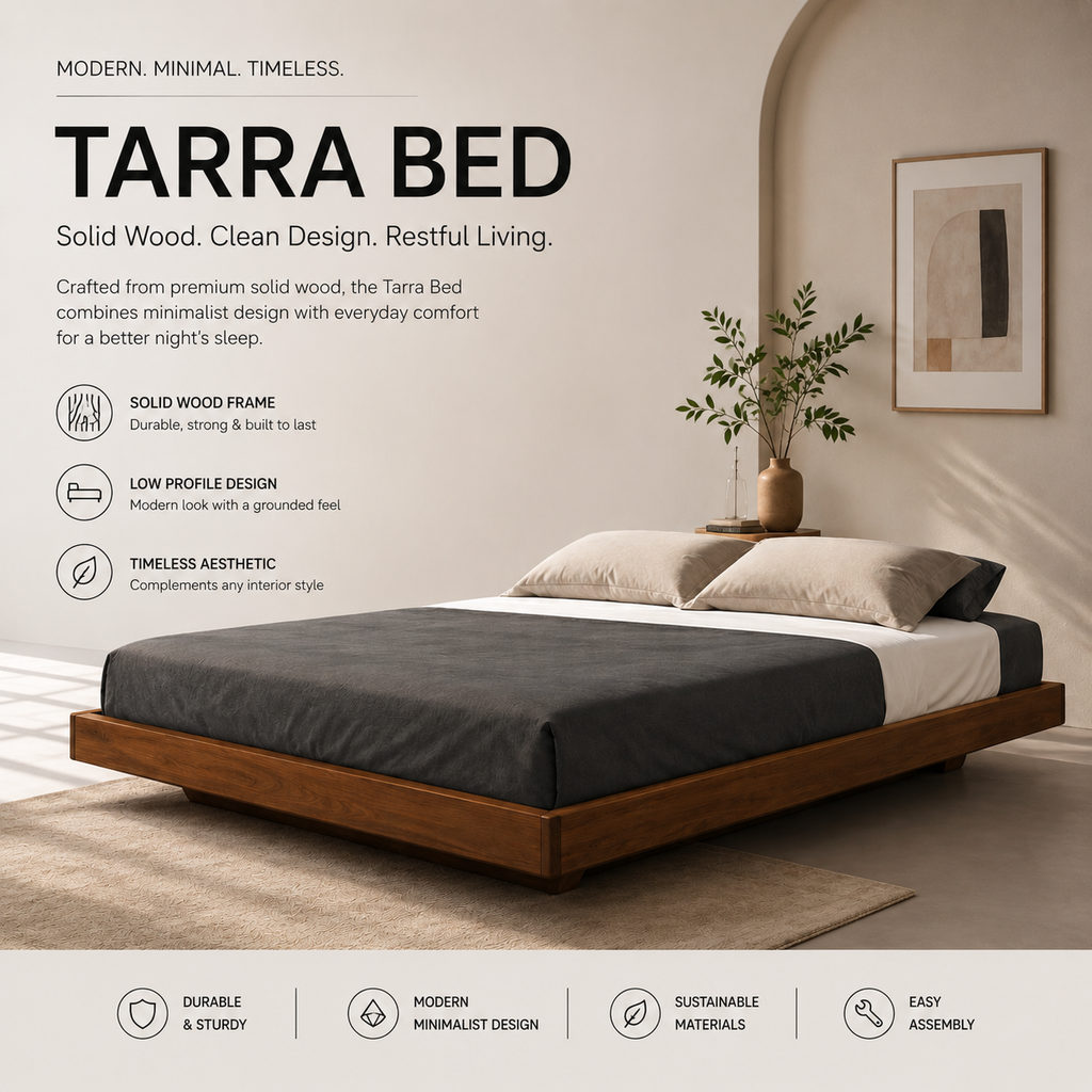 Tarra Bed / Διπλό Κρεβάτι Μασίφ