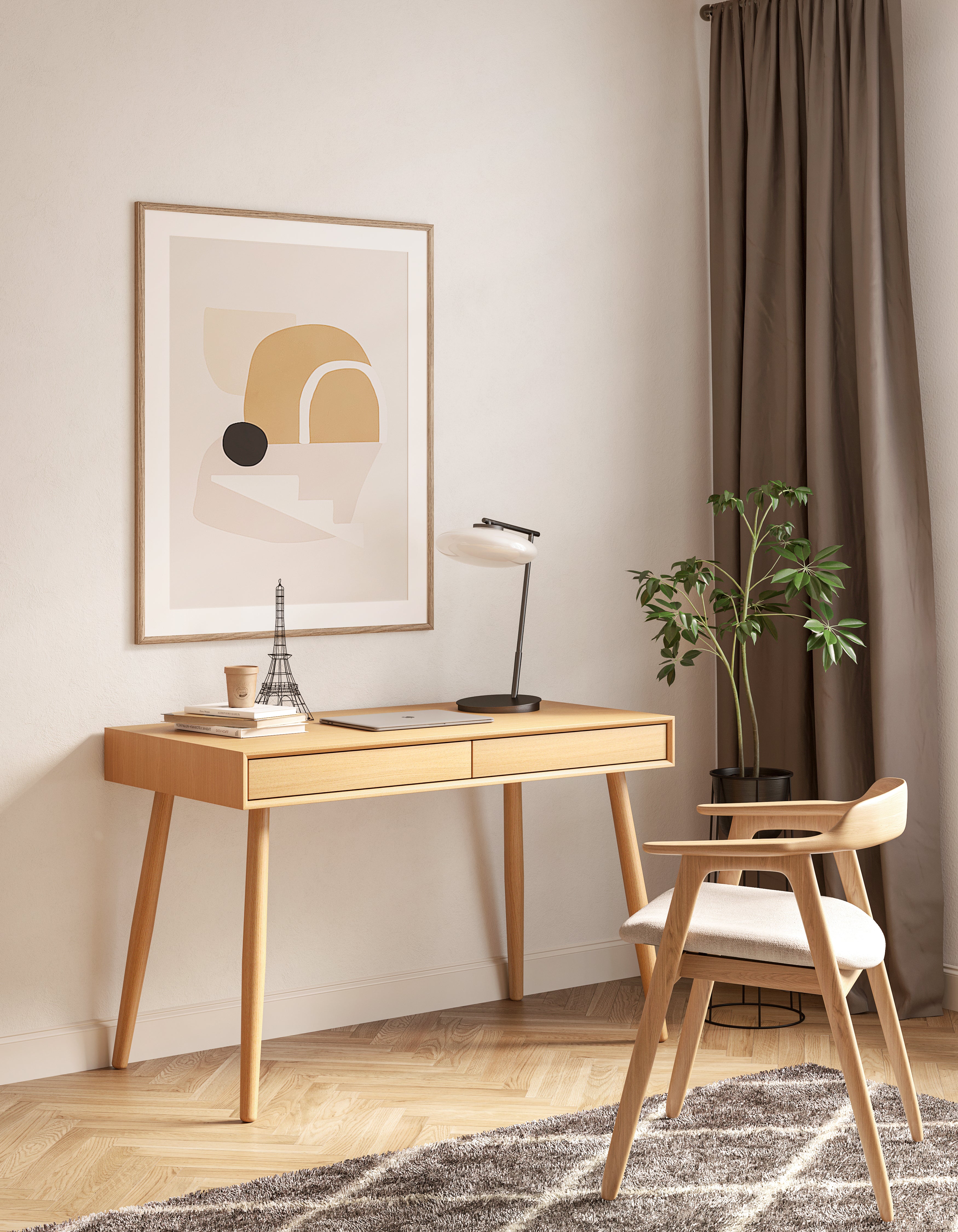 Wilson Desk Oak / Γραφείο με 2 συρτάρια