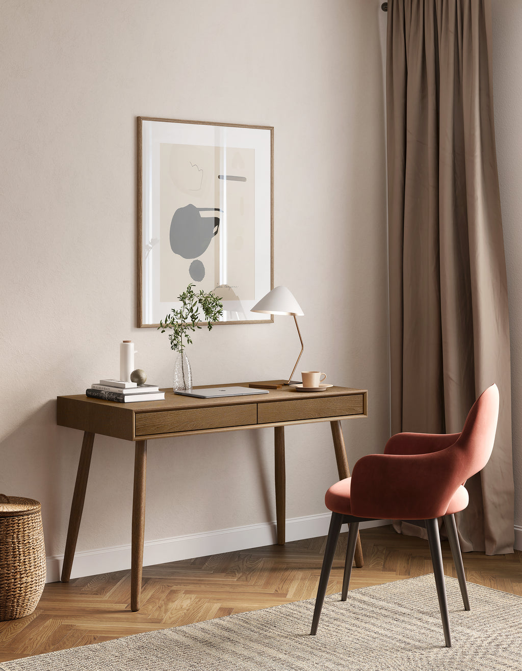Wilson Desk Oak / Γραφείο με 2 συρτάρια