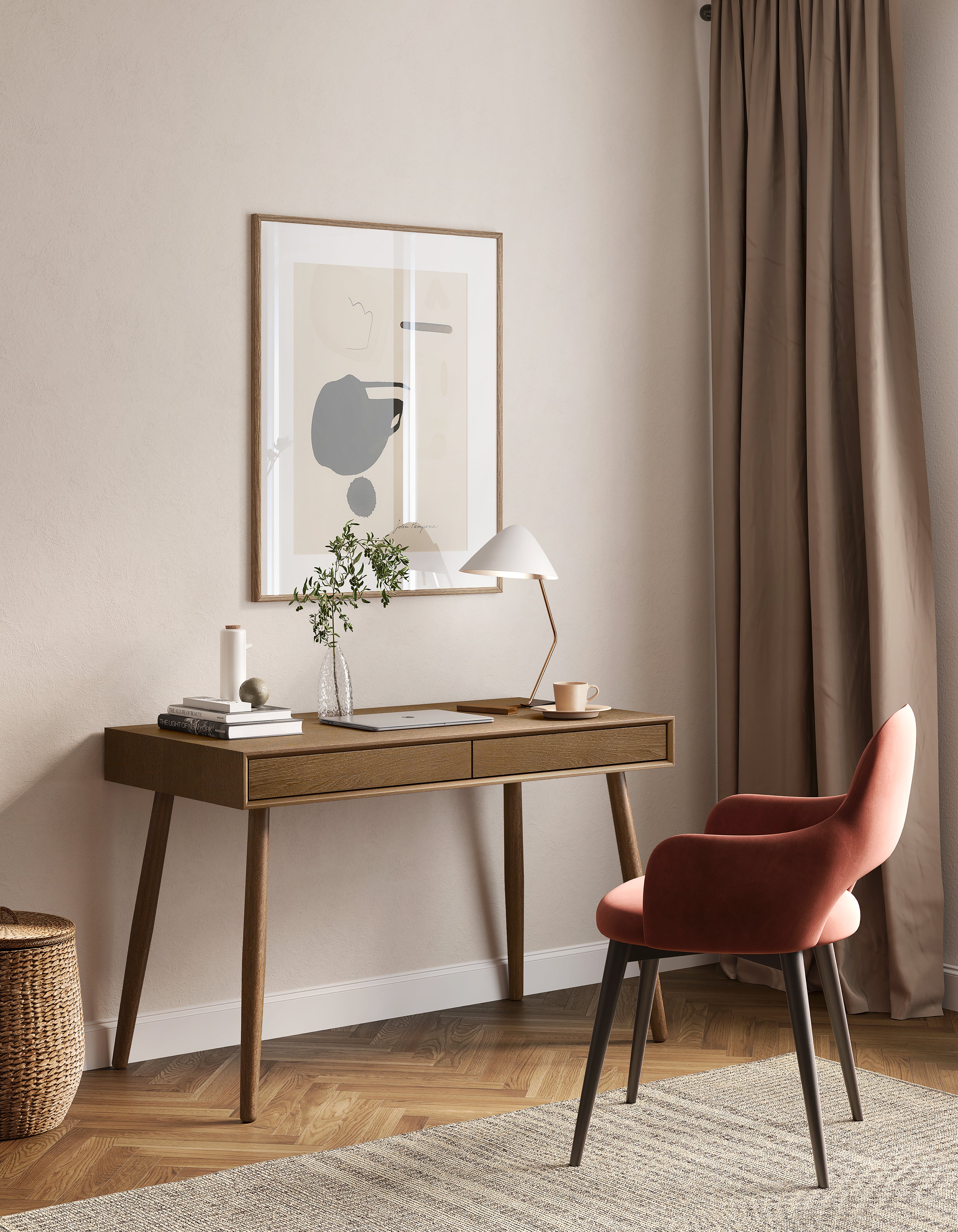 Wilson Desk Oak / Γραφείο με 2 συρτάρια